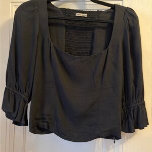 Reformation Black Blouse with Ruffled Sleeves